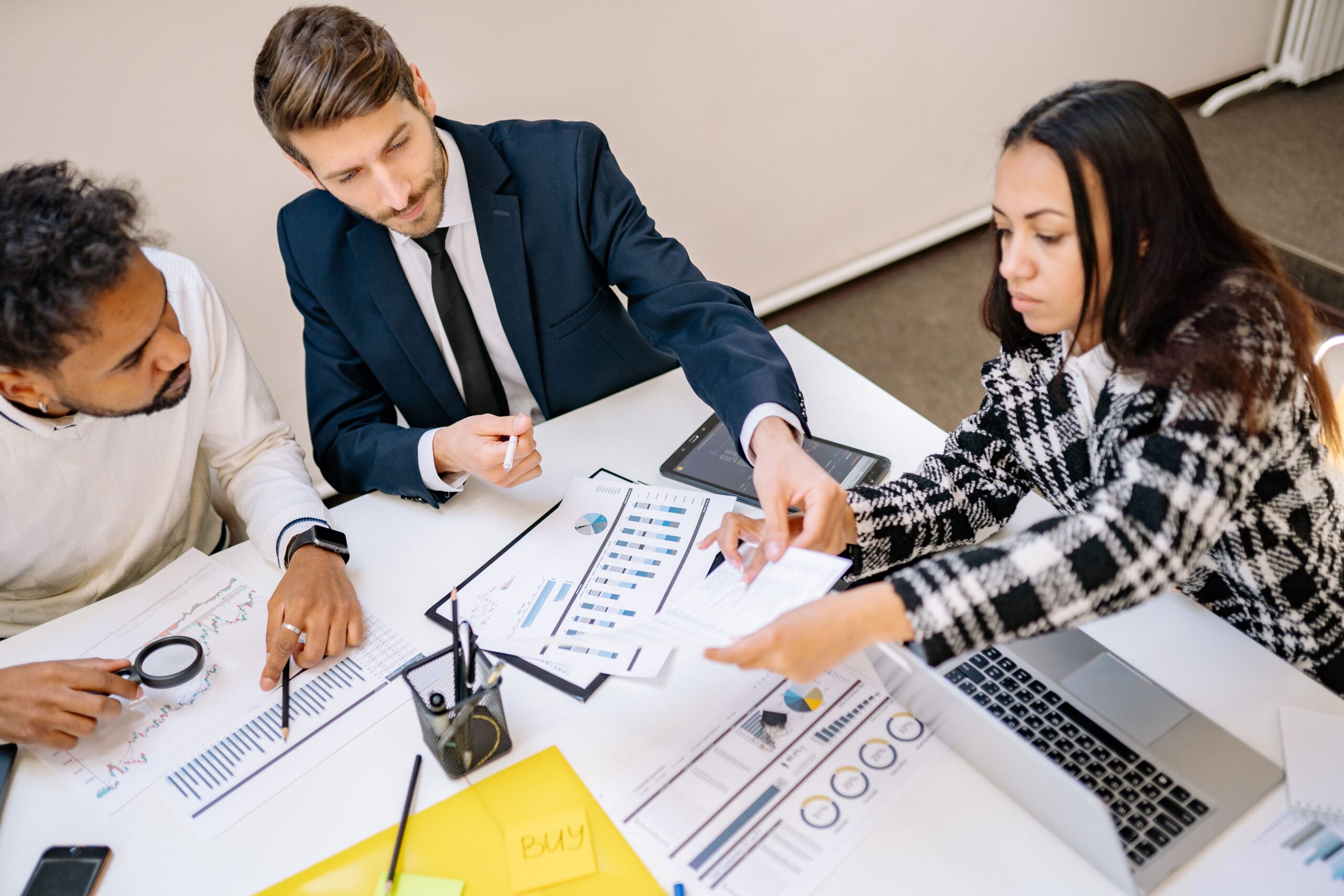 Sales team collaborating on a project